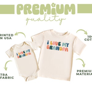 a baby's bodysuit with the words i love my grandma and i love