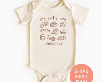 My Rolls Are Homemade Baby Body®, lustiges Thanksgiving-Kleinkind-Shirt, niedliches Baby-Outfit, Herbst-Kinder-Shirt, Baby-Dusche-Geschenk, Baby-Body