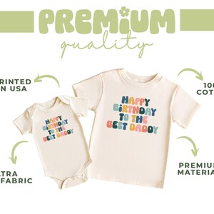 a picture of a baby's bodysuit with the words happy birthday on it