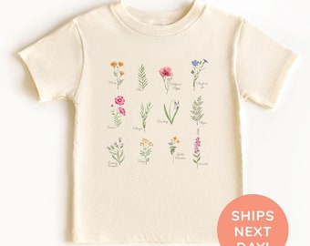 Camicia e tutina con fiori di campo, camicia per bambini e ragazzi amante dei fiori, body a fiori Boho, camicia per bambini con fiori di campo, regalo floreale per bambini