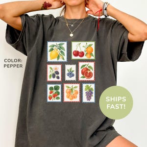 Comfort Colors® Summer Fruit Stamp Shirt, Fruit Lover Shirt, Retro Summer Shirt, Trendy Shirt, Vintage Fruit Shirt for Women