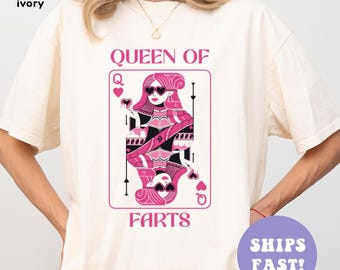 Comfort Colors® Queen of Farts shirt grappig humor shirt gênant shirt grappig meme shirt trendy shirt voor vrouwen cadeau voor haar