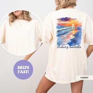 Comfort Colors® Chasing Sunsets Shirt, Sunset Lover Shirt, Summer Vacation Shirt, Summer Vibes Shirt, Beach Lover Shirt, Retro Women Shirt