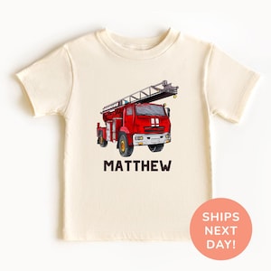 Personalized Fire Truck Shirt and Onesie®, Firetruck Lover Shirt, Future Firefighter Shirt,  Fireman Kids Shirt, Custom Fire Truck Shirt
