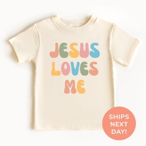 Jesus Loves Me Shirt, Christian Shirts and Onesie® for Kids, Cute Jesus Shirt, Toddler & Youth Tee, Trendy Religious Shirt, Shirt for Kids