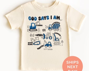 God Says I Am Shirt and Onesie®, Christian Toddler & Youth Shirt, Jesus Shirt, Sunday School Shirt, Baptism Bodysuit, Religious Kids Shirt