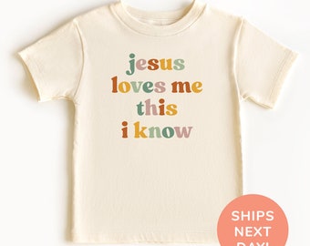 Chemise et grenouillère Jesus Loves Me This I Know, chemise chrétienne pour tout-petits et jeunes, chemise religieuse, chemise God Lover, chemise école du dimanche pour enfants