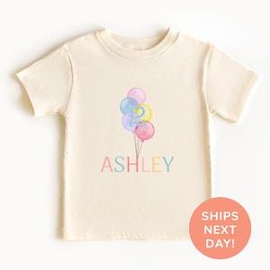 Rainbow Birthday Shirt, Custom Birthday Party Shirt, Balloon Birthday Shirt, First Birthday Shirt, Personalized Name Shirt, Birthday Gifts