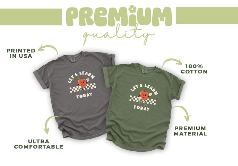 two shirts with the words premium quality printed on them