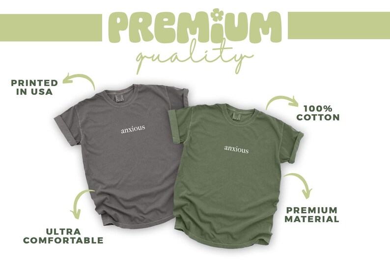 two t - shirts with the words premium quality printed on them