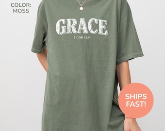 Comfort Colors® Grace Shirt, Bibel Vers Shirt, minimalistisches christliches Shirt, religiöse Schrift Shirt, Glaube Shirt, christliches Kleidergeschenk