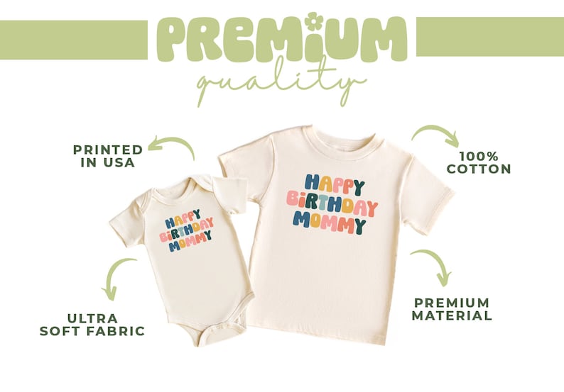 a baby's bodysuit with the words happy birthday mommy on it