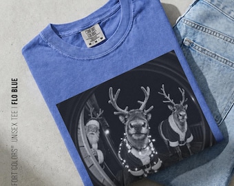 Funny Santa Reindeer Shirt, Comfort Colors® Christmas Tee, Reindeer Holiday Shirt, Boxy Crop Tee, Christmas Sweatshirt