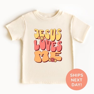 Jesus Loves Me Shirt and Onesie®,  Christian Toddler & Youth Shirt, Religious Kids Shirt, Baptism Bodysuit, Retro Shirt for Kids