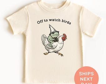 Off to Watch Birds Shirt, Funny Birdwatching Frog Tee, Bird Nerd Gift, Nature Lover Kids Shirt, Funny Baby Onesie®
