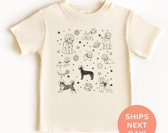 Chemise et grenouillère Dog In Space, chemise Dog Lover pour tout-petits et jeunes, chemise Space Dog pour enfants, chemise Galaxy pour enfants, chemise pour amoureux des chiens