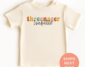 Threenager Shirt, 3. Geburtstag Shirt, personalisierte Name Geburtstag Shirt, benutzerdefinierte dritten Geburtstag Shirt, Geburtstagsparty Shirt, Geburtstagsgeschenke