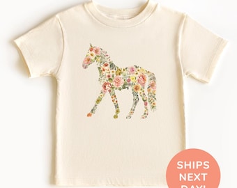 Floral Horse Shirt and Onesie®, Western Kids Shirt, Horse Lover Shirt, Boho Flower Horse Shirt, Animal Lover Gift, Flowers Kids Shirt
