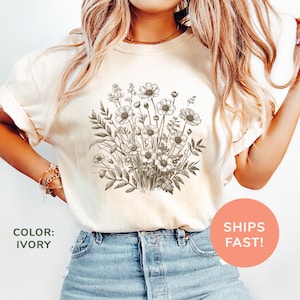 Comfort Colors® Boho Wildflowers Shirt, Vintage Pressed Flowers Shirt, Boho Cottagecore Tshirt, Gift for Gardener, Floral Shirt for Women