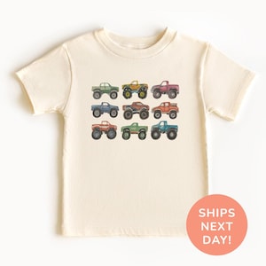 Retro Monster Trucks Shirt and Onesie®, Giant Vehicles Shirt, Truck Lovers Shirt, Big Trucks Kids Shirt, Shirt for Boys, Retro Toddler Shirt