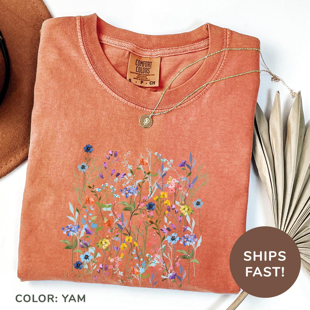 Comfort Colors® Vintage Flowers Shirt Wildflowers Shirt Botanical