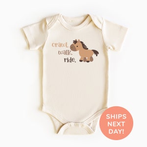 Baby Bodysuit, Krabbelgang Fahrt Shirt und Body®, niedlicher Tier Baby Bodysuit, Baby Reiter Bodysuit, Landpferde reiten Kinder Shirt