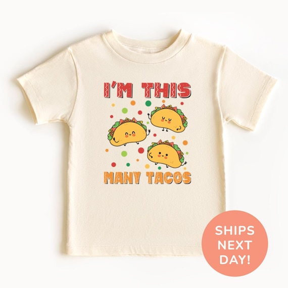 I'm This Many Tacos Shirt 3rd Birthday Party Shirt Kids Birthday Shirt 3rd Birthday Celebrant Shirt Birthday Gift Taco Lover Kids Shirt