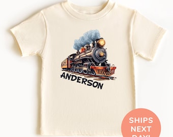 Personalized Steam Locomotive Shirt and Onesie®, Train Lover Toddler & Youth Shirt, Railroad Conductor Kids Shirt, Custom Train Shirt