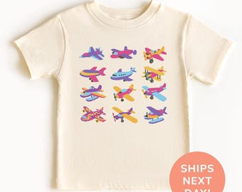 Camisa e macacão de aviões® Tipos de aviões Camisa para crianças e jovens Camisa para amantes de aviões Camisa infantil para crianças Presente para meninas