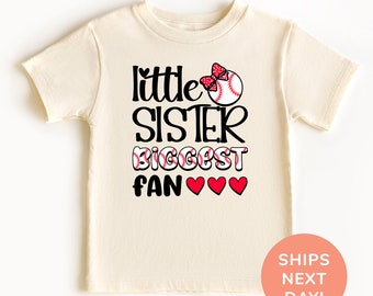 Camisa y Onesie® de fan más grande de Little Sister, camiseta para niños y jóvenes de la temporada de béisbol, camisa para fanáticos del béisbol, camisa para hermanita, camisa para niños