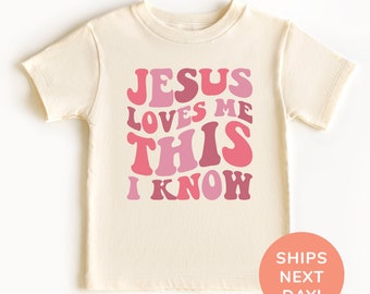 Chemise et grenouillère Jesus Loves Me This I Know, chemise chrétienne pour tout-petits et jeunes, chemise religieuse, chemise God Lover, chemise école du dimanche pour enfants