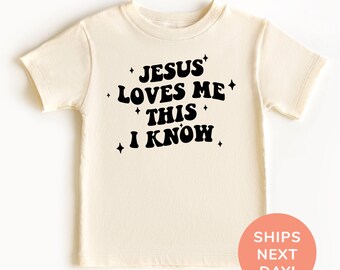 Chemise et grenouillère Jesus Loves Me This I Know, chemise chrétienne pour tout-petits et jeunes, chemise religieuse, chemise God Lover, chemise école du dimanche pour enfants