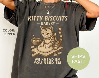 Camiseta de panadería de galletas de gatito Comfort Colors® Camiseta de mamá gata Camiseta linda de gato amasando Camiseta divertida para amantes de los gatos Camiseta de panadería de gatos Camiseta moderna