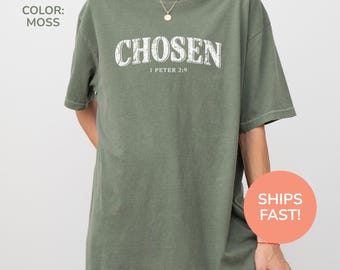 Comfort Colors® Chosen Shirt, Bibel Vers Shirt, minimalistisches christliches Shirt, religiöse Schrift Shirt, Glaube Shirt, christliches Kleidergeschenk