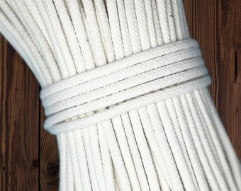 Schnur  5 mm Seil  Kordel  Garn geflochten statisch mit Kern Baumwolle Bio  Korb Platzset Taschen nähen  Boho Korbgarn DIY Weiß Schneeweiß