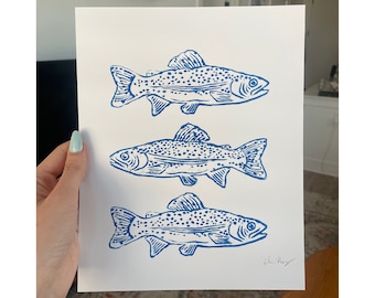 Fish Linocut Print