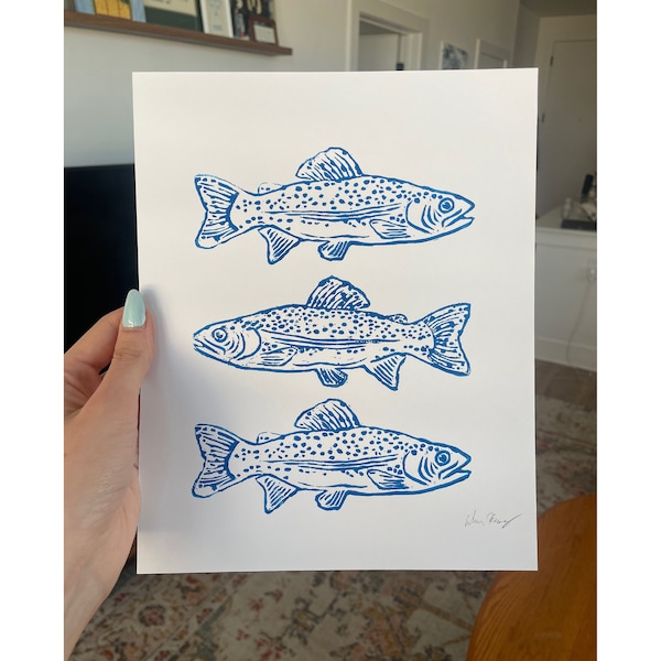 Fish Linocut Print