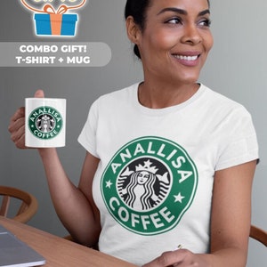 Customizable Starbucks Mug with Tshirt Combo, Dishwasher and Microwave Safe Mug, Gift for Starbucks Lover, Starbucks Custom Tshirt Gift