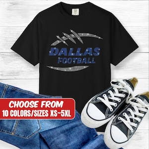 Maillot de football Dallas personnalisable avec strass : t-shirt scintillant personnalisé