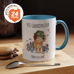 Customized Bluey Ceramic Mug, Rad Mom Mug, Mom Gift Mug, Rad Dad Bluey Mug, Heeler Family Gift, Bluey and Bingo, Gift For Dad, Bluey Cups