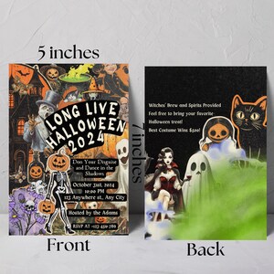 Editable in Canva Vintage y2k Halloween birthday Party Invite template
