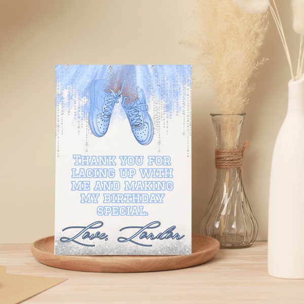 Sneaker Ball Thank you Cards - Sneaker Ball Gala Bluey Thank You Tags Silver Thank you Place Cards Thank you Setting Cards Table Number Sign