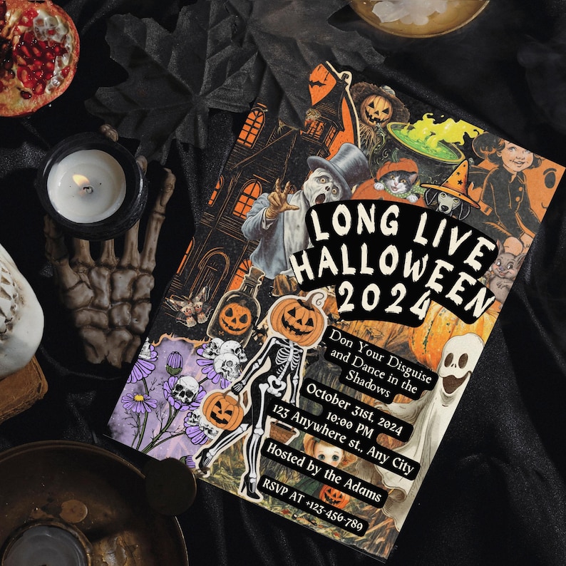 Y2k Halloween Invite Template for kids, teens or adults costume party