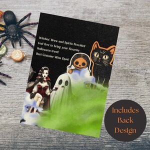 Gothic Halloween Party invite template with back design editable