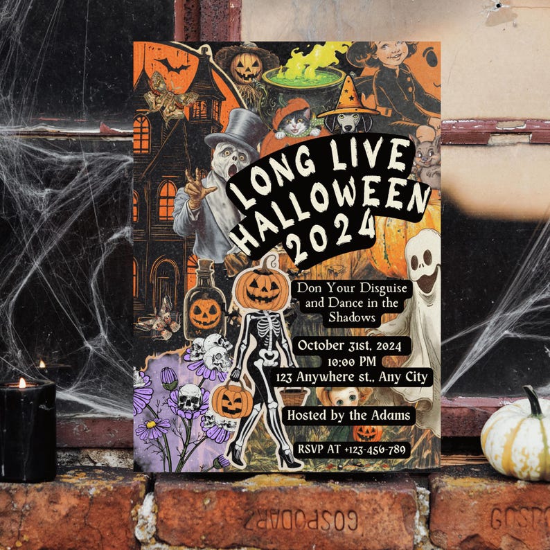vintage Halloween Costume party invitation template