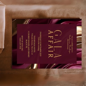 Burgundy Gold Corporate Party Invitation for Gala night party