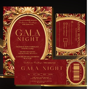 Orientalische Gala-Einladungs-Vorlagen-Bundle - mit Gala-Karten-RSVP-Karte Firmenfeier-Einladung Geschäftsjubiläums-Bankett-Einladung