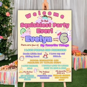 Squishmallow Birthday Welcome Sign Template- Pastel Welcome Sign Squishy Squishmallow Birthday Yard Sign Cute Squishmallow Party Poster Sign