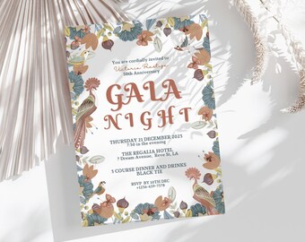 Earthy Flower Child Gala Invitation – Editable Corporate Party Template (Digital Download)