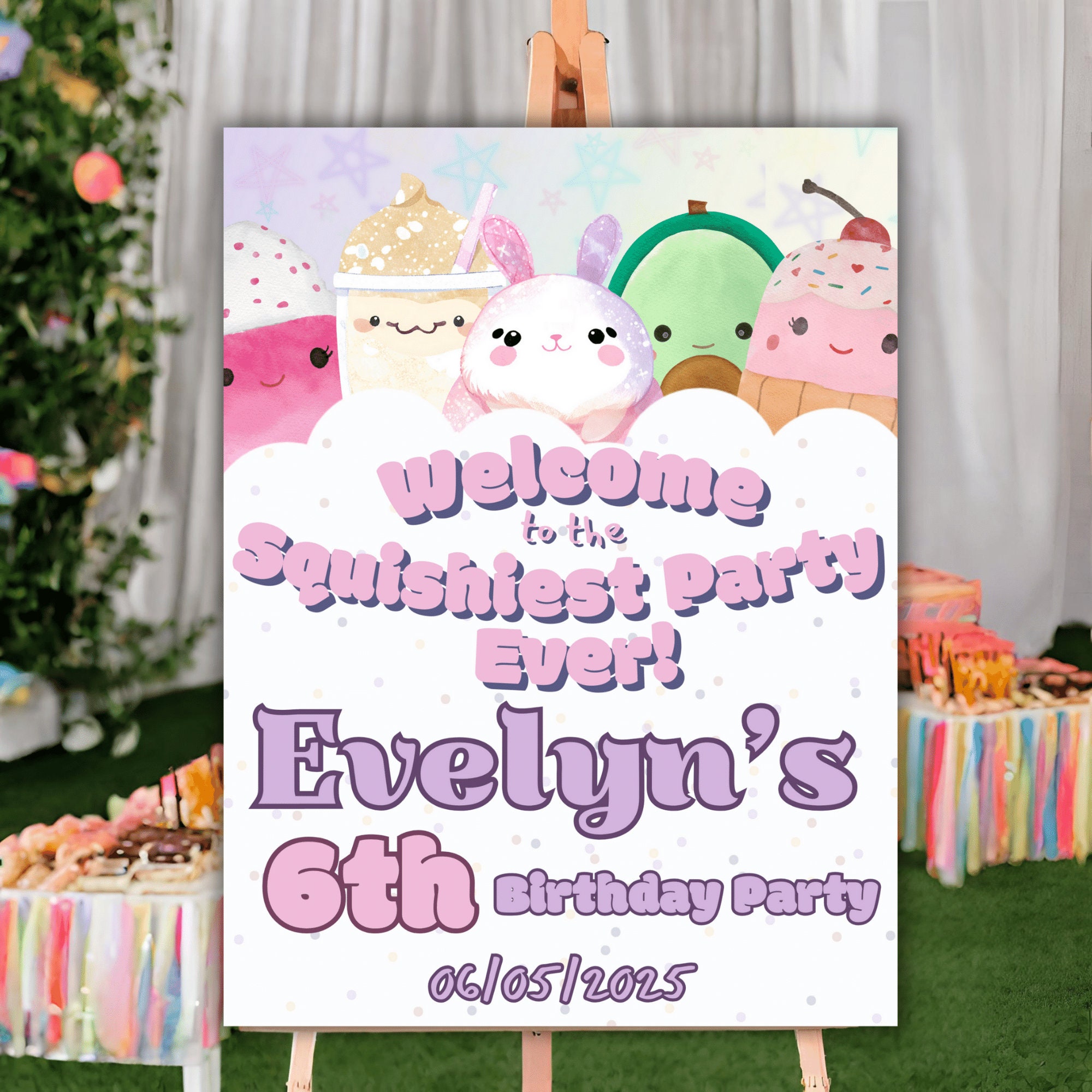 Squishmallow Birthday Welcome Sign Template- Pink Welcome Sign Squishy ...